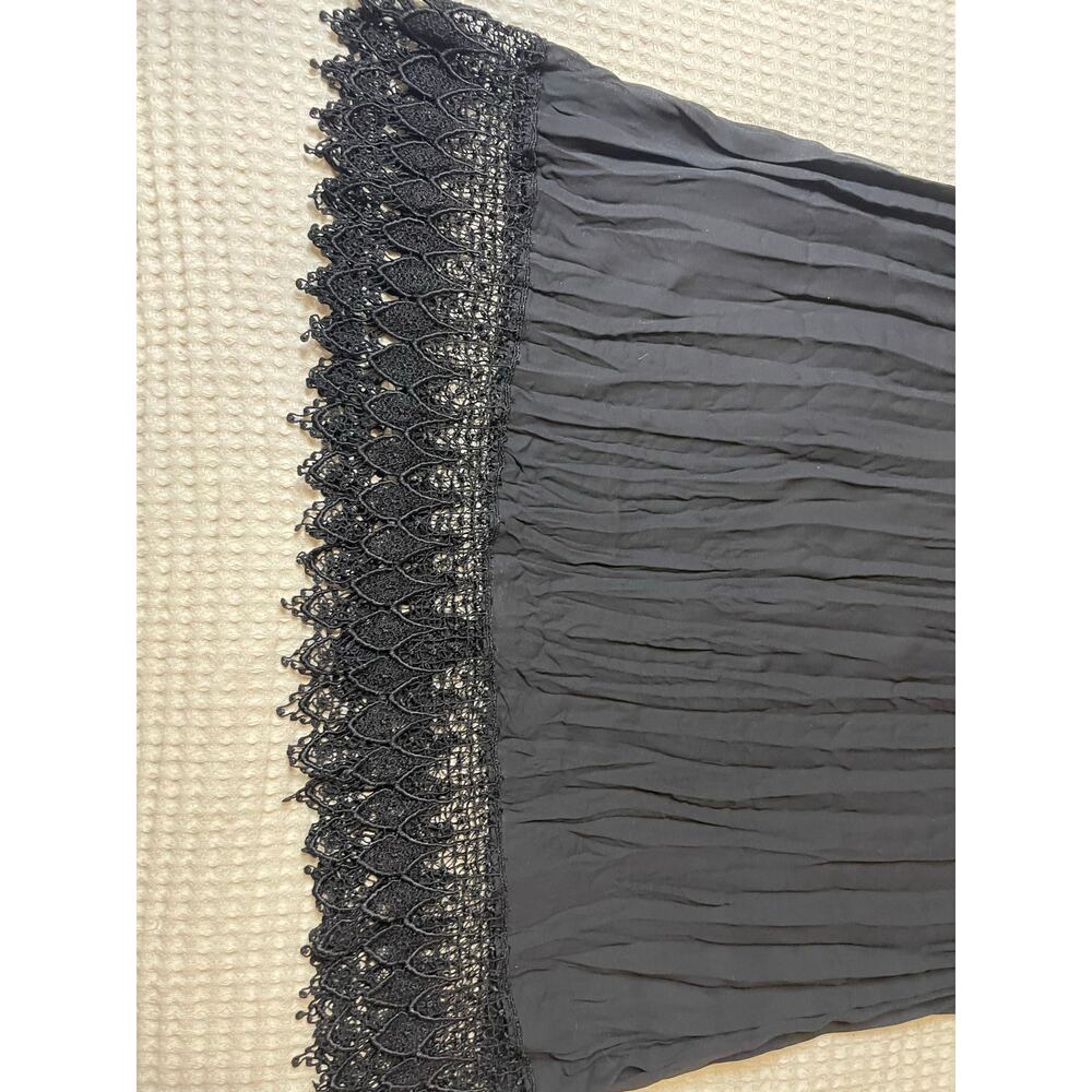 VTG Cher Jacque Y2K Black Crinkle Lace Detailed Whimsy Goth Midi Slip Dress Lg - Picture 7 of 16